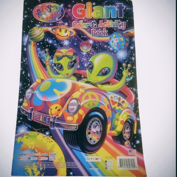 NEW 2023 Lisa Frank Giant Color & Activity Book Vibrant Colors Bug Alien Peace - Picture 2 of 16